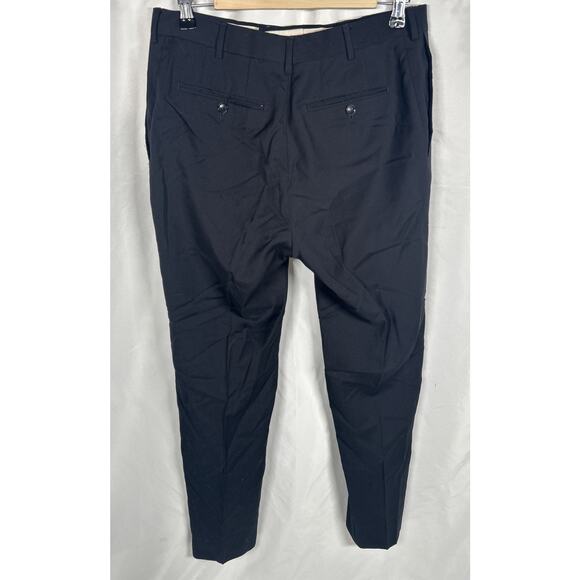 LANVIN FLAT FRONT WOOL TROUSERS DRESS PANTS SLACKS ITALY BLACK GRAY MEN'S 52 - Picture 2 of 4